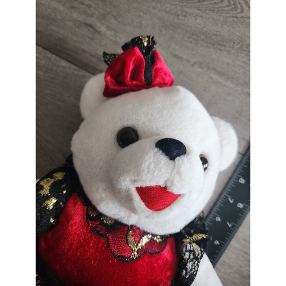 2015 WalMART CHRISTMAS Snowflake TEDDY BEAR White Girl 13" Red/black Dress - Picture 4 of 9